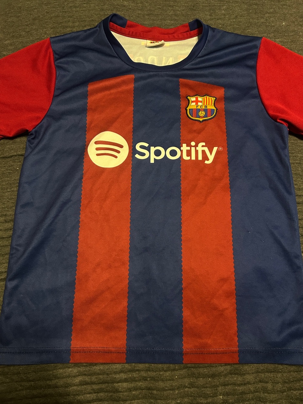 Kids Soccer Jersey - Blue & Red Stripe Team Shirt